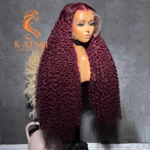 Perruque bouclée birmane couleur bordeaux 99j, cheveux humains vierges bruts, perruque <span class=keywords><strong>frontale</strong></span> sans colle en dentelle HD 13x6, fournisseurs de perruques en cheveux humains - Product Image 4