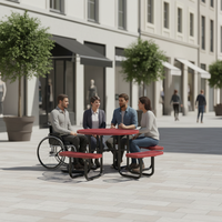Ensemble de chaises et table de jardin modernes en métal rondes intégrées ADA de 46 pouces de haute qualité pour usage extérieur en cour, fabriquées en usine OEM