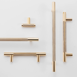 New T Bar Shape Furniture Hardware Supplies Kitchen <b>Gold</b> Cupboard Cabinet <b>Drawer</b> Door Cupboard Knurled Handles - Product Image 4