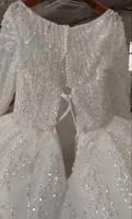 2024 robes de mariée de luxe dubaï grande taille dentelle paillettes cathédrale robes de mariée personnaliser à manches longues robe de mariée saoudienne