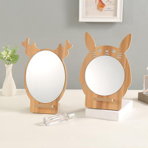 Espejo de madera de bambú para <span class=keywords><strong>maquillaje</strong></span>, espejo de tocador ecológico de alta calidad con diseño de dibujos animados, para uso doméstico, herramientas cosméticas de belleza - Product Image 1