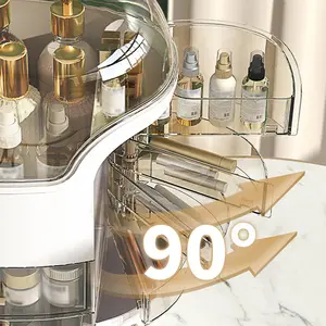 Bathroom Vanity Makeup Organizer Clear Drawer Big Cosmetics Storage Box For Jewelry Skincare Plastic Make Up Display Case