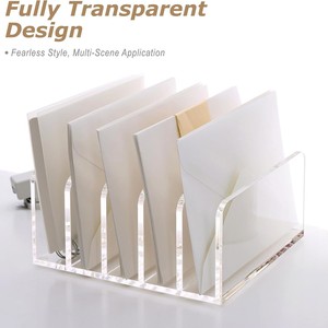 Acrylic Desktop <b>File</b> Organizer 3 5 Compartment Document <b>Storage</b> Rack Office Desk Organizer Transparent With Compartments - Product Image 4