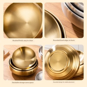 Gouden RVS kom met dubbele wand, stapelbaar, geborstelde afwerking, keukenkom voor instant noodles, salade, rijst, milieuvriendelijk, aangepast logo - Product Image 3