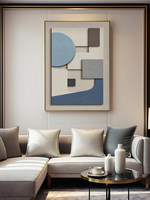 Peinture décorative murale abstraite à blocs de couleur, style moderne minimaliste, pour salon, couloir, abstrait géométrique, peinture noire/dorée