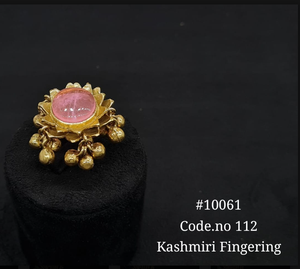 Kashmiri <b>Ring</b> Style Kashmiri Fingering Magic Stone Accessories Gold Plated Premium Jewelry Making Decorative <b>Craft</b> Components - Product Image 3