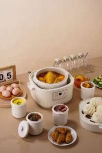 Xách tay tự động gốm sức khỏe bên trong nồi trứng Điện Kỹ Thuật số hẹn giờ Nồi hấp Nồi nấu chậm giỏ <span class=keywords><strong>mini</strong></span> đa chức năng nhựa - Product Image 3