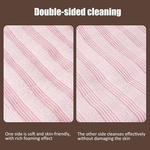 Custom logo Fashion Nylon Exfoliating Bath Towel with Rubbing Washcloth and <strong>Shower</strong> Sponge <strong>for</strong> Body Care <strong>Back</strong> <strong>Scrubber</strong> - Product Image 3