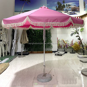 Sombrilla Comercial para Exteriores con Franjas Rosas y Blancas, <span class=keywords><strong>Parasol</strong></span> de Playa con Flecos, Sombrillas para <span class=keywords><strong>Terraza</strong></span> Exterior, <span class=keywords><strong>Parasol</strong></span> para Bodas - Product Image 3