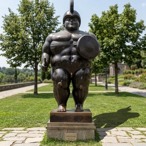 Statua da Giardino Personalizzata in Bronzo a Grandezza Naturale del Guerriero Fernando <span class=keywords><strong>Botero</strong></span> Uomo Grasso - Product Image 1
