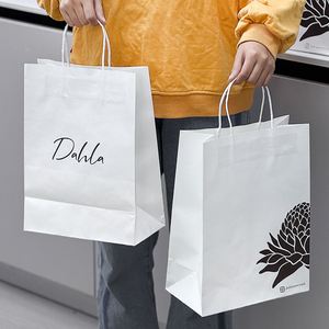 Sacs à emporter en papier kraft biodégradable et écologique personnalisés avec poignées pour desserts, gâteaux, pain cuit au four - Product Image 4