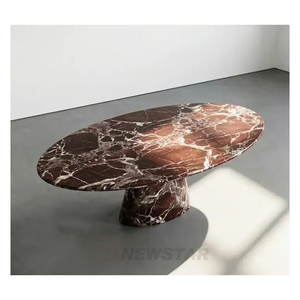 Modern High Quality Red Marble <b>Dining</b> <b>Table</b> Oval Natural Customizable Room Indoor Kitchen - Product Image 1