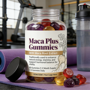 Gomitas de <span class=keywords><strong>Maca</strong></span> Plus OEM/ODM con Vitamina B6 y Zinc, Energía, Vitalidad, Apoyo Hormonal, a Base de Pectina, Suplemento Dietético GMP/Halal/Kosher - Product Image 4