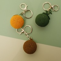 Handgebreide Kawaii watermeloen, sinaasappel, appel, perzik fruit sleutelhanger, schattige gehaakte fruit sleutelhanger, tas charme accessoires