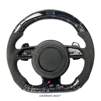 Volant de direction en cuir noir avec fibre de carbone et LED forgé pour Audi B8 B9 Q5 Q7 A3 A4 A5 A6 C7 C8 S4 S5 RS3 RS4 RS6 RS