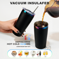 Lot de 25 gobelets de voiture électroplaqués arc-en-ciel de 20 oz avec couvercle et paille pour gravure laser – Expédition depuis l'entrepôt américain