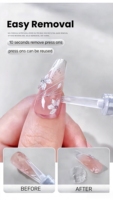 MyBeautyNails Stylo à huile sans acétone, dissolvant de colle gel solide pour faux ongles à presser, adhésif gelée réutilisable pour retirer les faux ongles