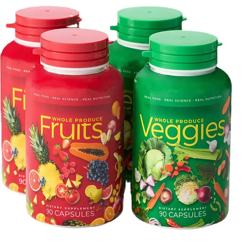 Cápsulas de Suplemento de Frutas e Vegetais OEM de Marca Própria Vitaminas e Minerais Suporta Níveis de Energia e Saúde Imunológica