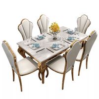 Großhandel Hochzeitstische Esszimmer-Sets Wohnmöbel Marmor Steinplatte Gold Edelstahlrahmen Moderner Luxus Esstisch