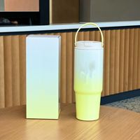 Gobelet à double boisson de 30oz, thermos sous vide réutilisable avec poignée, paille, tasse de voyage isolée pour cadeaux.
