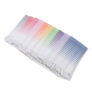 Toalla de playa de algodón turco de 100x180 cm, a rayas, de secado rápido, con borlas, para adultos y niños - Product Image 5