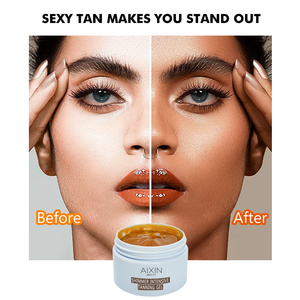 AiXin etiqueta privada 120ML zanahoria oro brillo crema de bronceado tono de piel profunda bronceado autobronceador loción de bronceado Gel de bronceado - Product Image 3