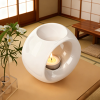 Diffuseur d'arômes décoratif en céramique pour huiles essentielles, brûleur de bougies chauffe-plat, pour cire fondue