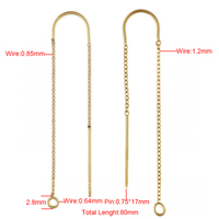 Chaîne de boucles d'oreilles en or 14 carats plaqué or GF, chaîne de type U, chaîne de type câble, fil de boucles d'oreilles, avec boucle unique pour la fabrication de bijoux en DIY