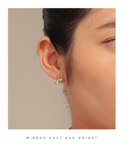 Gold Plated Star Shell Stud Earrings With Imitation Pearl And Crystal For Women Cute Fashion Gift - Product Image 5