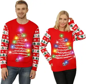 Custom Xmas Sweater Led Decoratie Gebreide Mannen Kleding Gebreide Trui Led Decoratie Kerst Truien Voor Volwassenen
