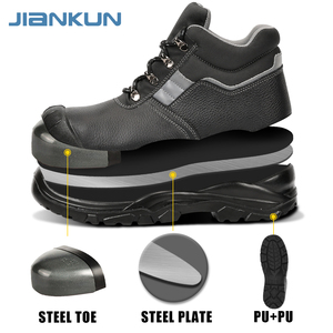 Zapatos de Seguridad JIANKUN de Alta Calidad, Más Vendidos, de Cuero Repujado Antideslizante, PU+PU, Anti-Aplastamiento/Pinchazos, con Puntera de Acero para Hombre - Product Image 4