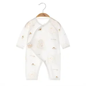 Summer Newborn Onesie Baby Cotton Thin Boneless Long Sleeve Romper Air Conditioning Clothes with Puppy Print