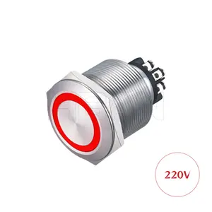 red ring illumination 1no1nc momentary push button metal switch 25mm 220v for machine tool equipment