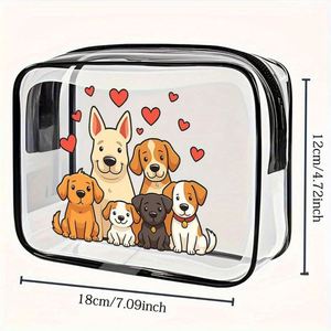 Trousse de maquillage Beagles Design - Organisateur de maquillage avec imprimé cœur et patte et couvercle transparent, idéal pour les amoureux des chiens et des Beagles - Product Image 6
