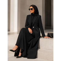 Fabricant professionnel de vêtements islamiques modestes de haute qualité en tissu Nida, manteau maxi structuré, blazer de bureau pour femme, abaya tendance