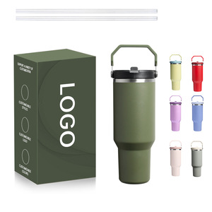 <b>Insulated</b> <b>Mug</b> 20oz 304 Stainless Steel Double Wall Vacuum Travel Cup With Straw Custom Logo - Product Image 1