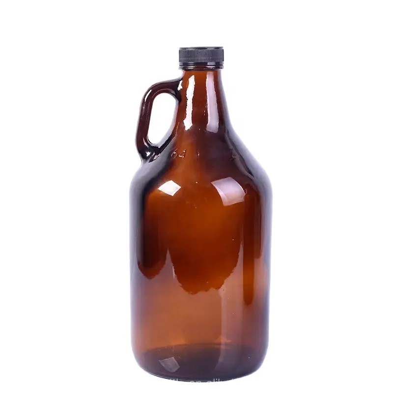 Aibote Large Capacity Amber Beer Growler Glass Jug Ocean Wine Bottle with Swing Top and Handle