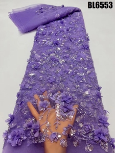 Hot Bán Chất Lượng Cao Châu Âu Và Mỹ Thanh Lịch Lưới Thêu Đính Cườm Ren Với <span class=keywords><strong>3D</strong></span> Hoa Cho Đám Cưới Cho Đảng - Product Image 2