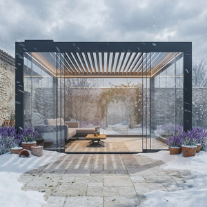 Pérgola <span class=keywords><strong>de</strong></span> Invierno <span class=keywords><strong>de</strong></span> Lujo con Puertas Corredizas <span class=keywords><strong>de</strong></span> Vidrio, Gazebo <span class=keywords><strong>de</strong></span> Aluminio Premium para Terraza <span class=keywords><strong>de</strong></span> Alta Gama - Product Image 1