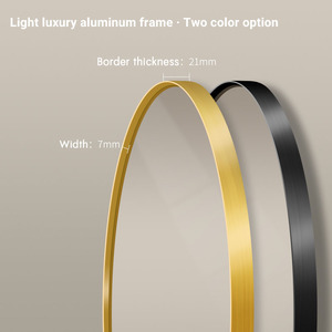 Grande Specchio <span class=keywords><strong>da</strong></span> Bagno Ovale Verticale con Cornice in Oro Spazzolato per Hotel e Appartamenti di Lusso <span class=keywords><strong>Moderni</strong></span> - Product Image 3