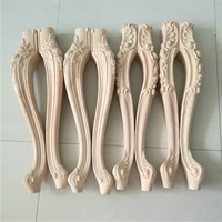 Pieds de meubles en bois massif de style européen sculptés CNC, non finis, pour table et canapé, salle à manger