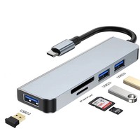 Docking Station Tipe-C Lima-dalam-Satu untuk Laptop, Hub Ekspansi USB dengan Port USB 3.0, USB 2.0, SD, dan TF