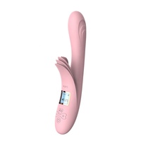 Jouet sexuel chauffant à écran LCD intelligent pour femme Vibrateur lapin point G avec gode à langues multiples et vibrateur de rouge à lèvres