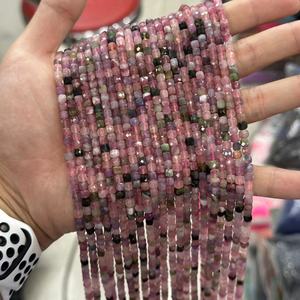 ลูกปัดทัวร์มาลีนลูกเต๋าหลากสีธรรมชาติหลากสี4X4mm พลอยสีชมพูสีเขียวเหลืองสำหรับทำเครื่องประดับ - Product Image 1