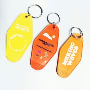 <b>Personalized</b> Plastic Blank ABS Hotel <b>Keychain</b> Promotional Key Tags Retro Motel Hotel <b>Keychain</b> Blank - Product Image 1