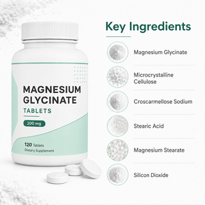 Comprimés de glycinate de magnésium personnalisés, chélate de diphosphate apaisant, pour la mémoire, le sommeil, le soutien immunitaire et la santé osseuse des enfants et des adultes - Product Image 3