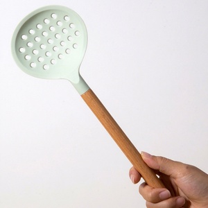 5Pcs Beech Wood <b>Kitchen</b> Utensils Set <b>Kitchen</b> <b>Gadgets</b> Silicone Shovel Spatula Set Cooking <b>Tool</b> Non-Stick Silicone Utensils Set - Product Image 5