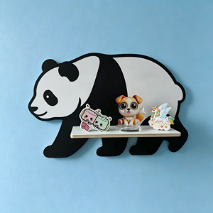 Набор из 2 деревянных настенных полок Panda, плавающие полки для декора стен, простая установка, для детской комнаты - Product Image 2
