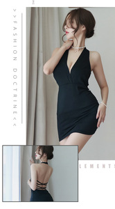 Abito sexy <span class=keywords><strong>da</strong></span> donna con scollo a V profondo, senza schienale, aderente, senza maniche, con spalline incrociate, vestibilità slim, nero, <span class=keywords><strong>camicia</strong></span> <span class=keywords><strong>da</strong></span> <span class=keywords><strong>notte</strong></span>, lingerie, abbigliamento <span class=keywords><strong>da</strong></span> <span class=keywords><strong>notte</strong></span> - Product Image 3