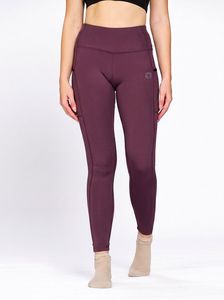 Leggings d'entraînement bordeaux pour femme, longueur cheville, avec poche pour téléphone, en Lycra uni, pour le sport, la gym, l'entraînement et le yoga - Product Image 5
